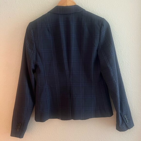Banana Republic Women’s Marzotto Italian Wool Navy Check Plaid Blazer Size 2 - Picture 3 of 3